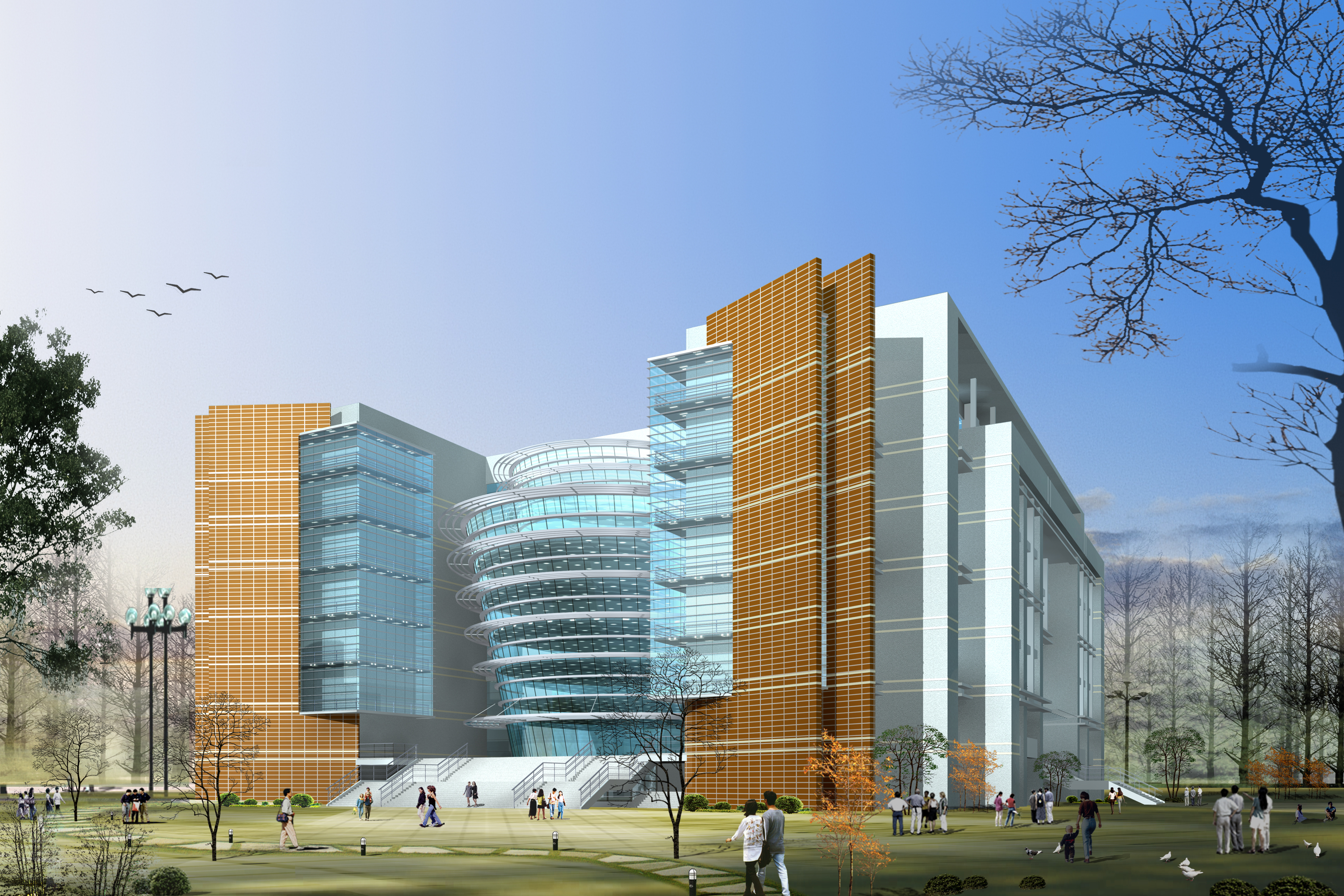 安徽财贸学院图书馆23897平米建筑图带外观效果图【CAD JPG DOC】