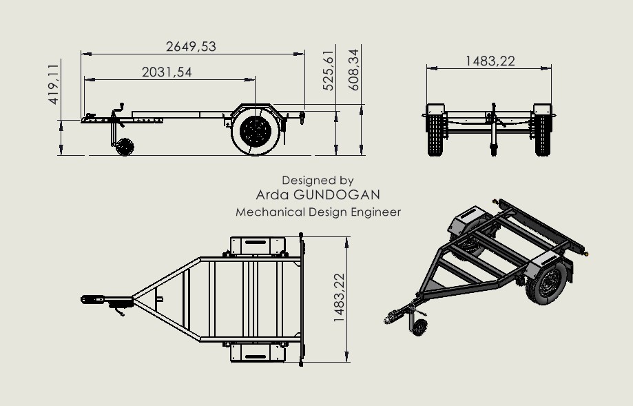 拖车框架结构 Trailer Frame 1000Kg