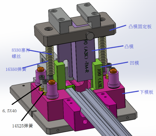 01月-A3K-Z导槽冲切模（sw18可编辑+工程图+bom）缩略图