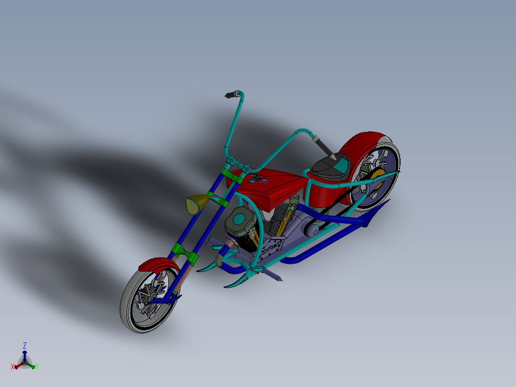 w中望3d设计的chopper摩托车图纸