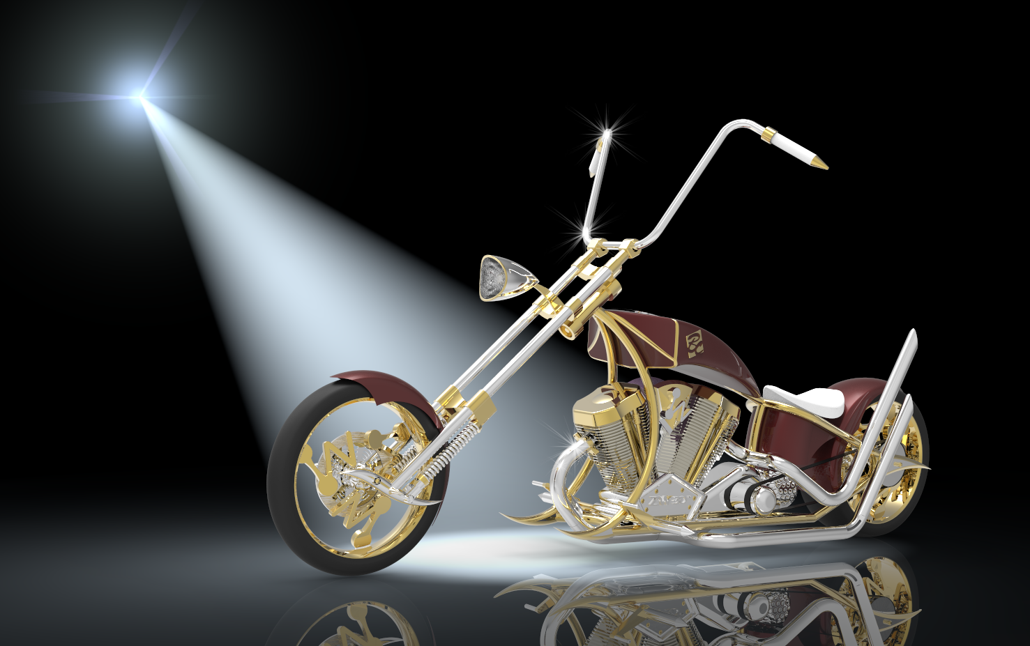 w中望3d设计的chopper摩托车图纸