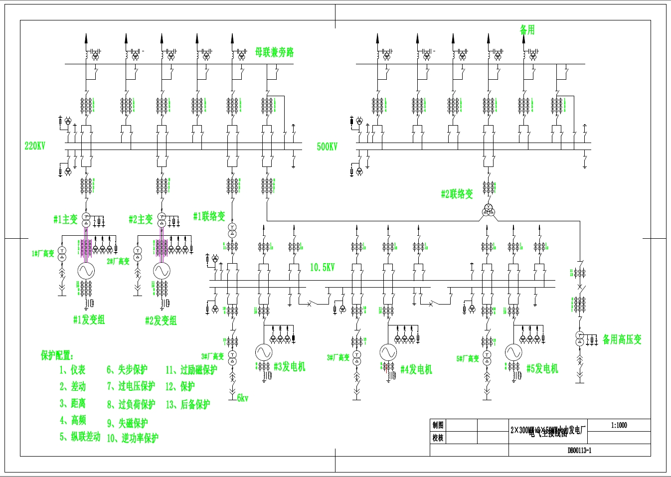 2×300+3×50火力发电厂电气设计+CAD+说明书