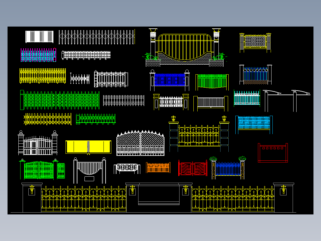 33种电动伸缩大门及围墙CAD图