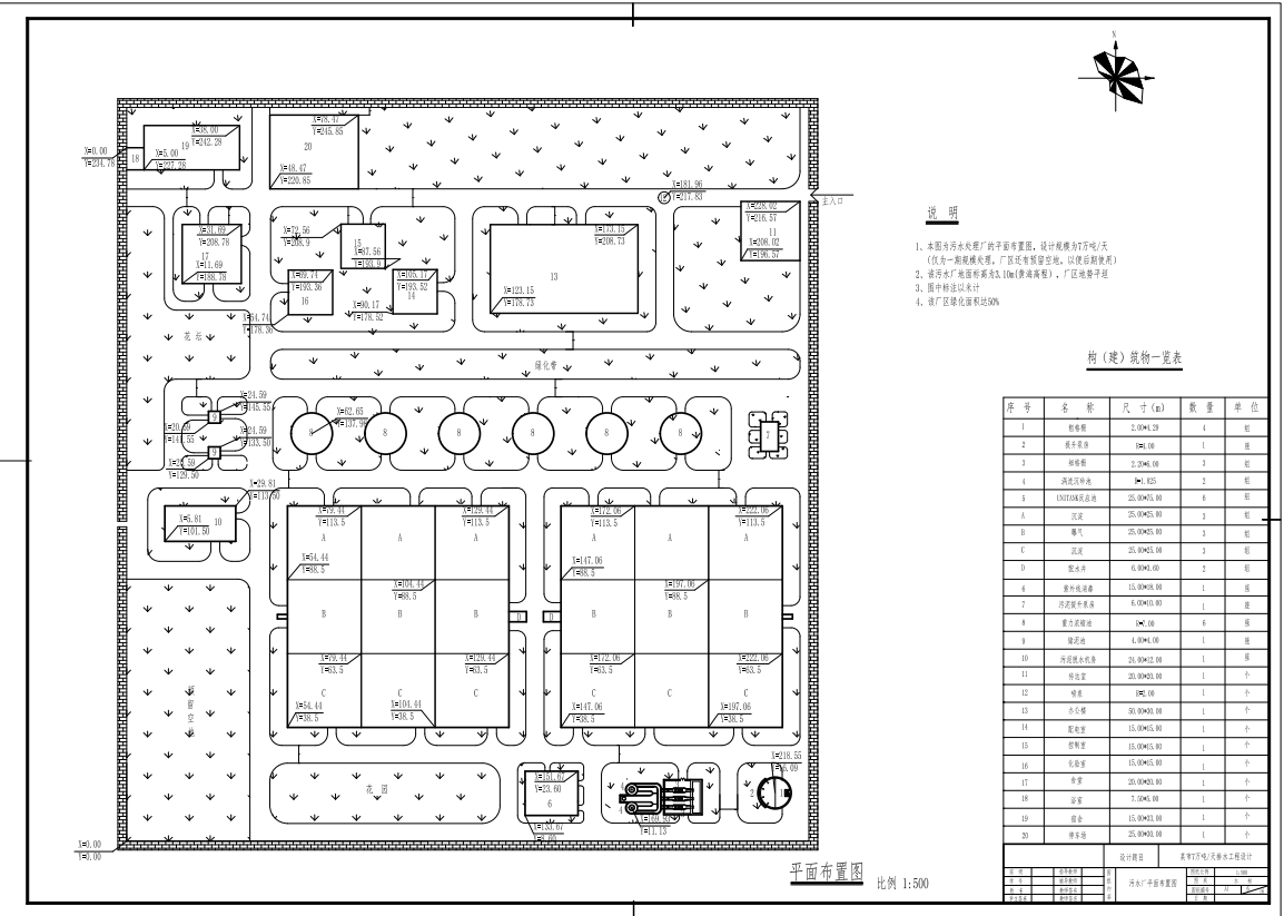 某市7.0万吨天排水工程设计+CAD+说明