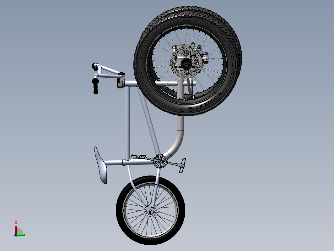 可倾骑的倒三轮车3D图纸 