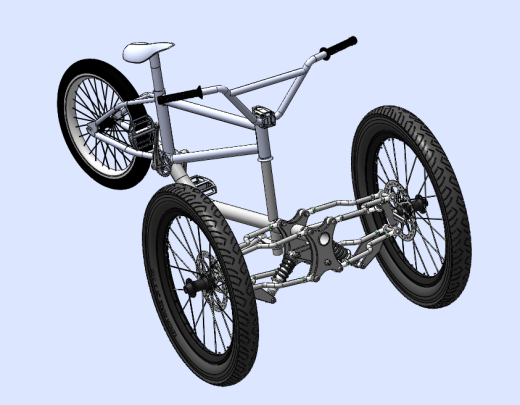 可倾骑的倒三轮车3D图纸 缩略图