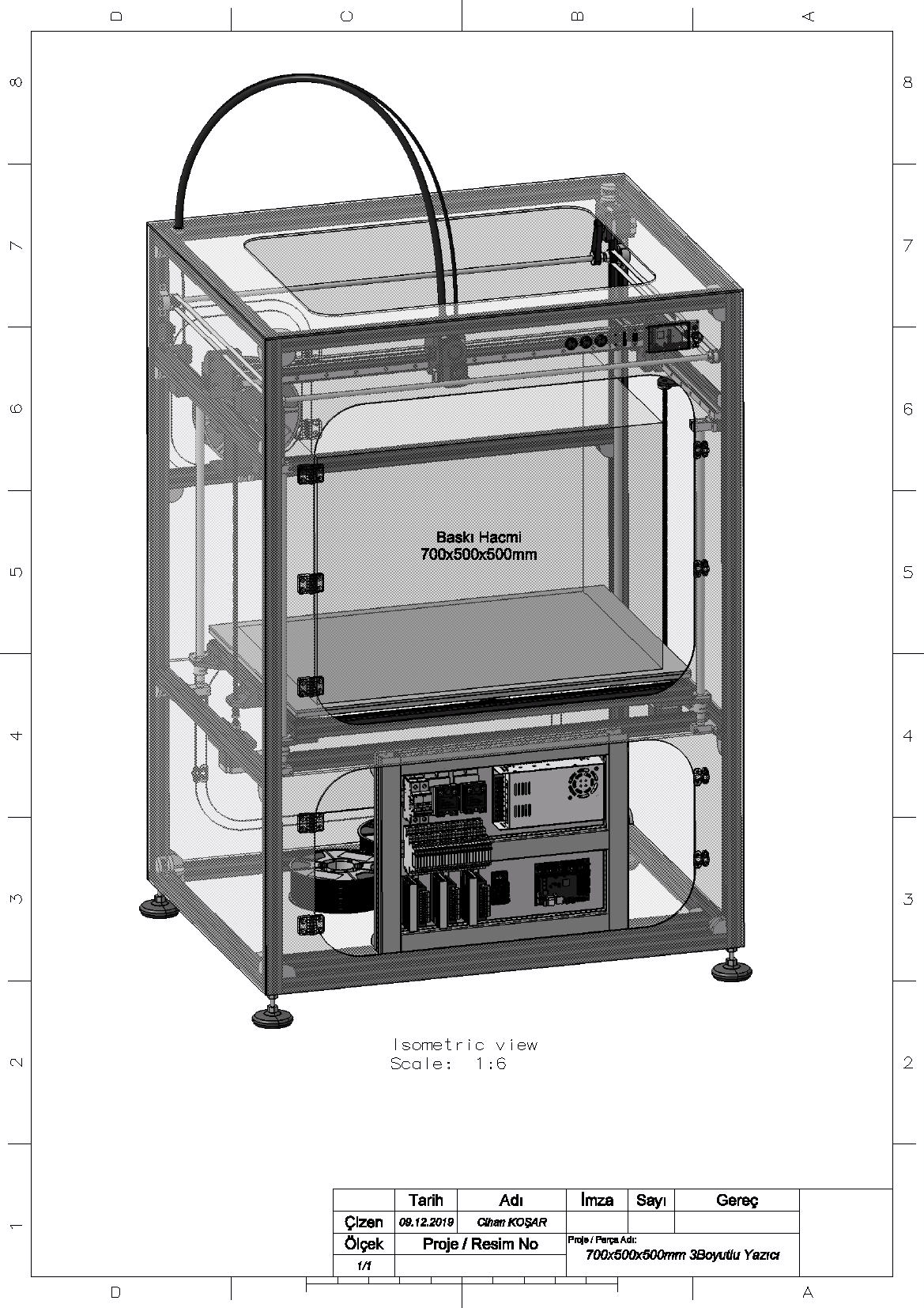 chn 700x500x500mm 3D打印机结构