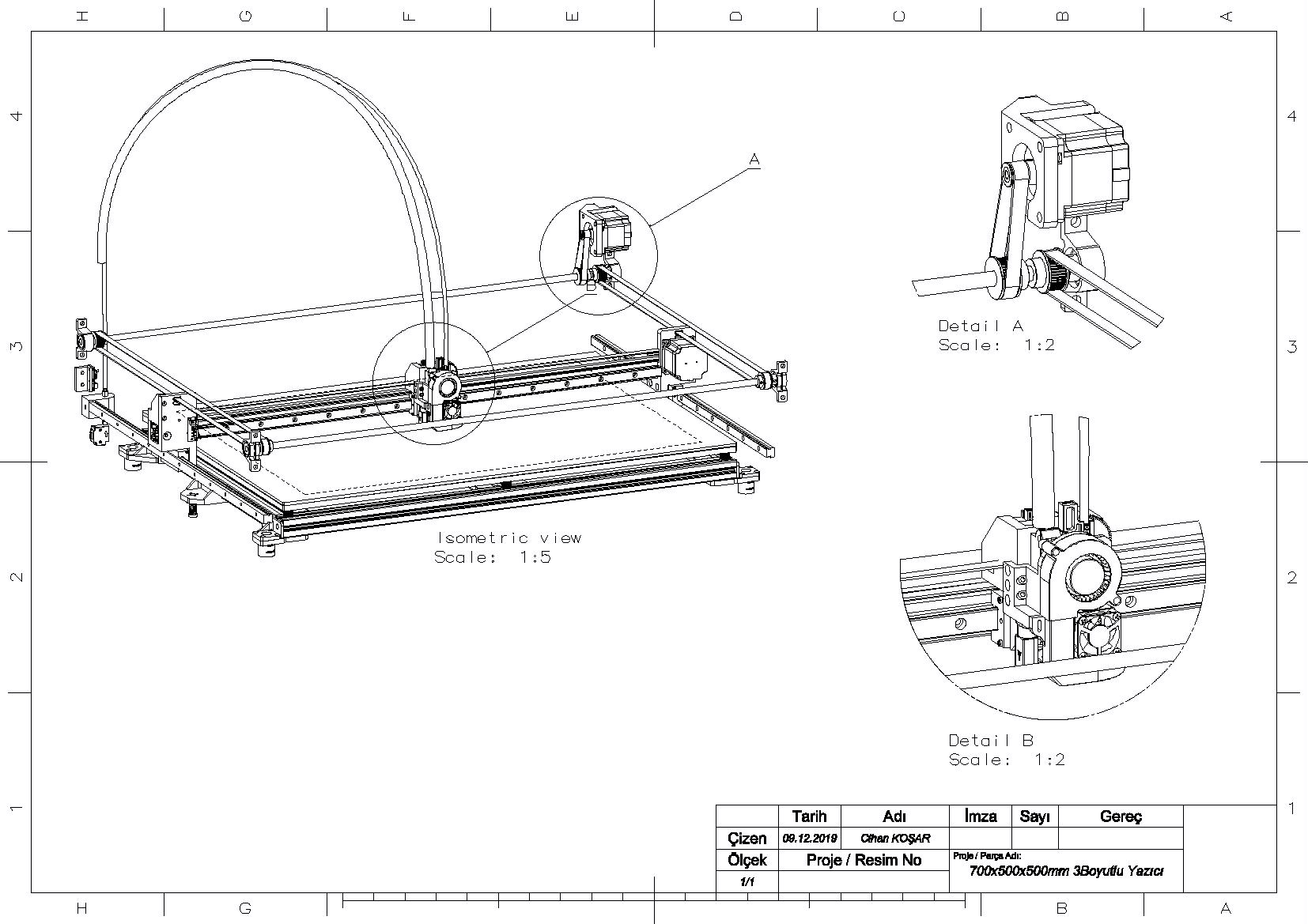 chn 700x500x500mm 3D打印机结构