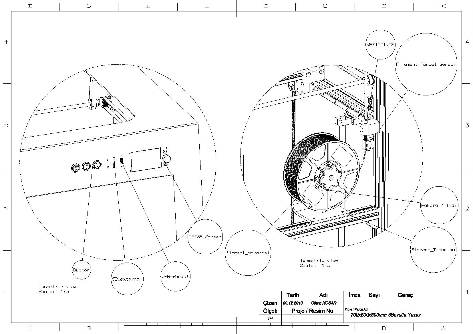 chn 700x500x500mm 3D打印机结构