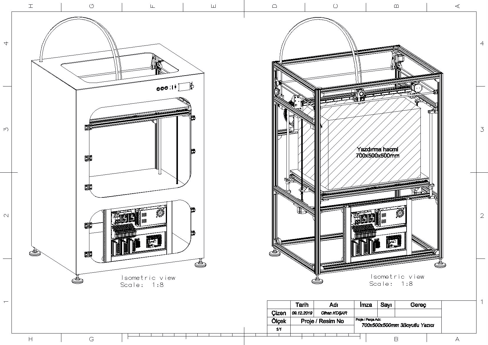 chn 700x500x500mm 3D打印机结构