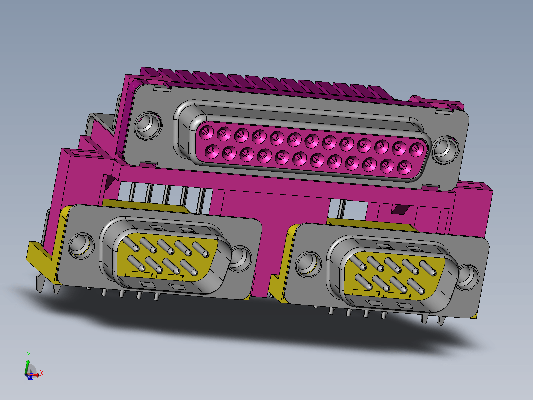 富士康VGA(D-SUB)连接器，型号：DM11351-H5Z3-4F，25pin 母头+9pin 公头+9pin 公头