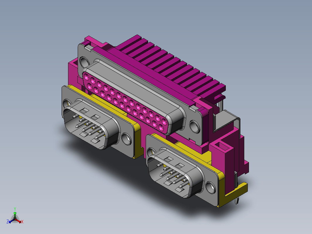 富士康VGA(D-SUB)连接器，型号：DM11351-H5Z3-4F，25pin 母头+9pin 公头+9pin 公头