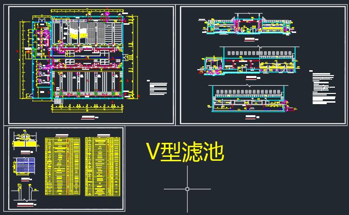 混合絮凝+沉淀+过滤消毒常规工艺净水厂+CAD+说明