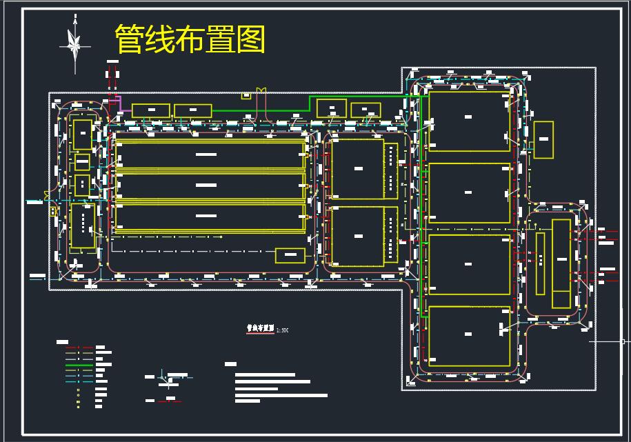 混合絮凝+沉淀+过滤消毒常规工艺净水厂+CAD+说明