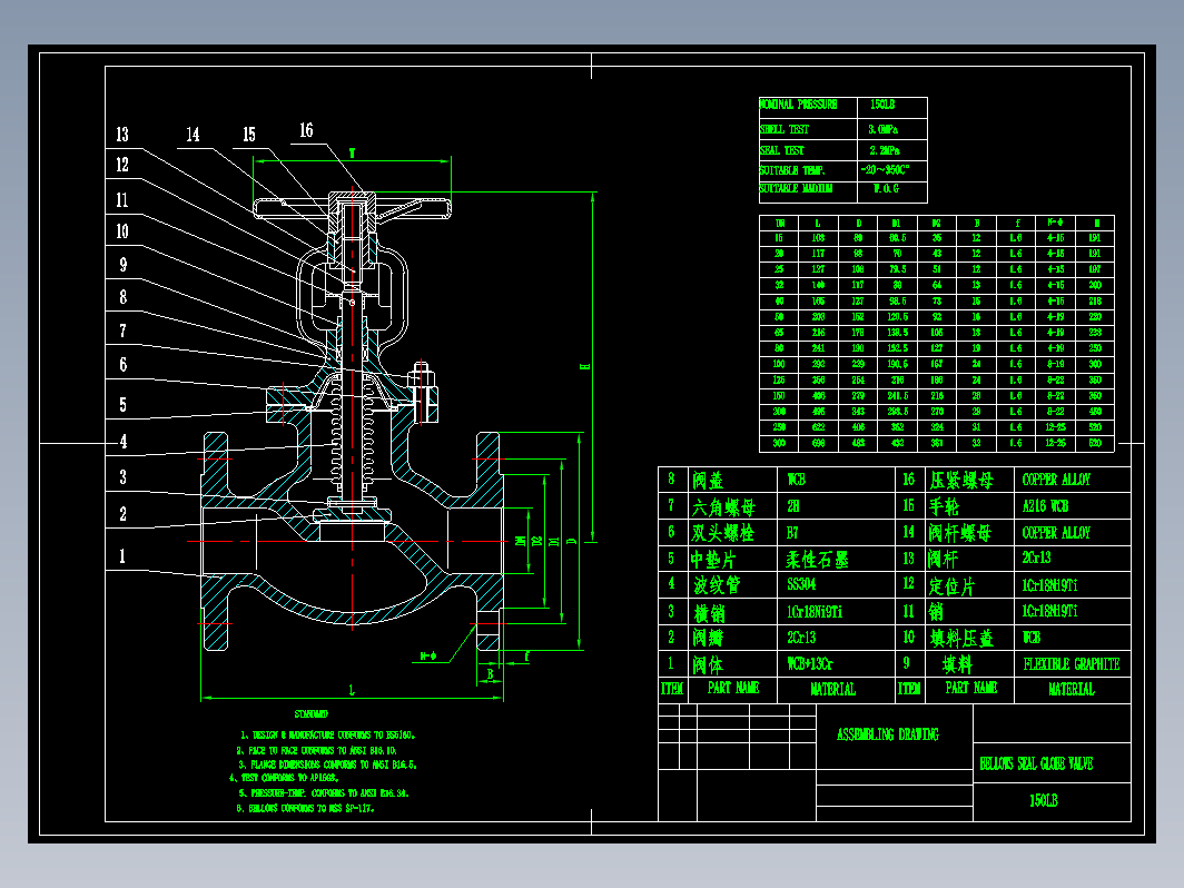 截止阀 WJ41H-150LB