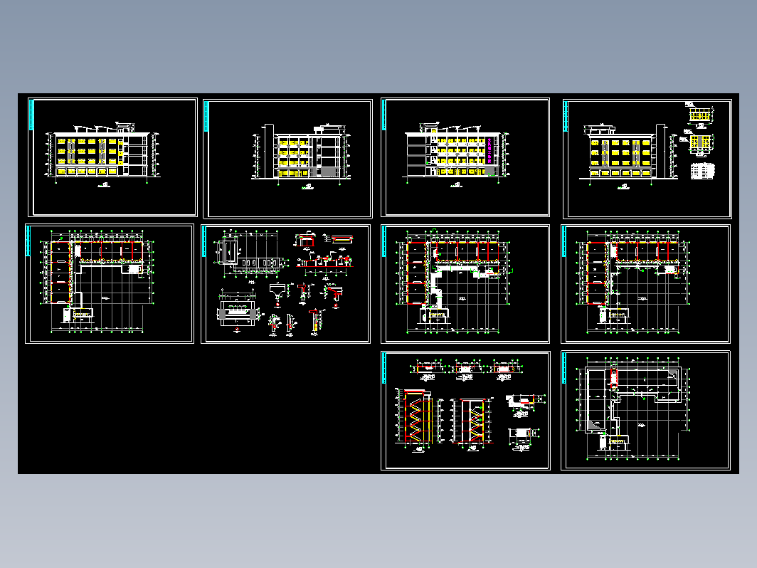 某城市理工大学实践楼建筑工程设计全套CAD图（含平立剖、大样）