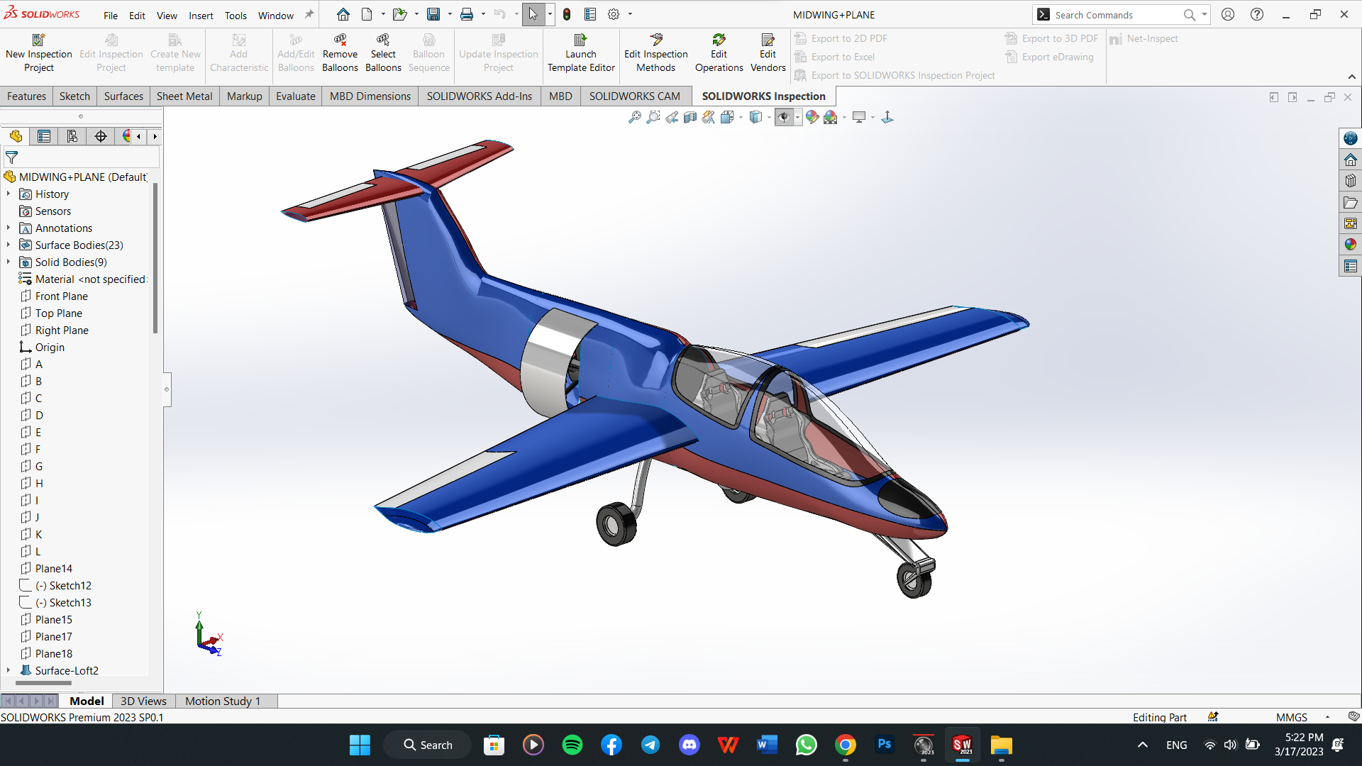 小型飞机模型 MIDWING PLANE