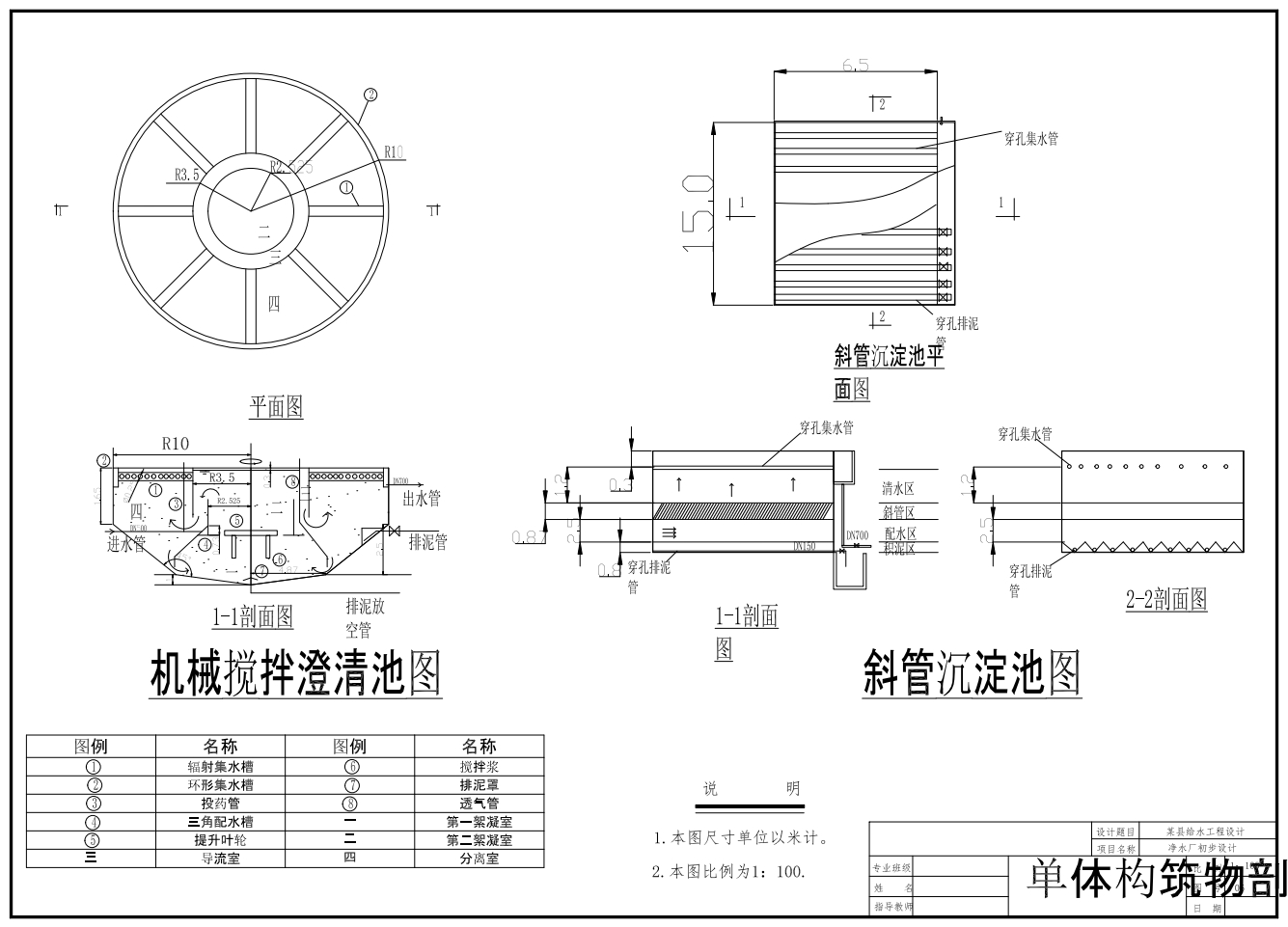 4.4万m3d给水处理厂工艺设计+CAD+说明