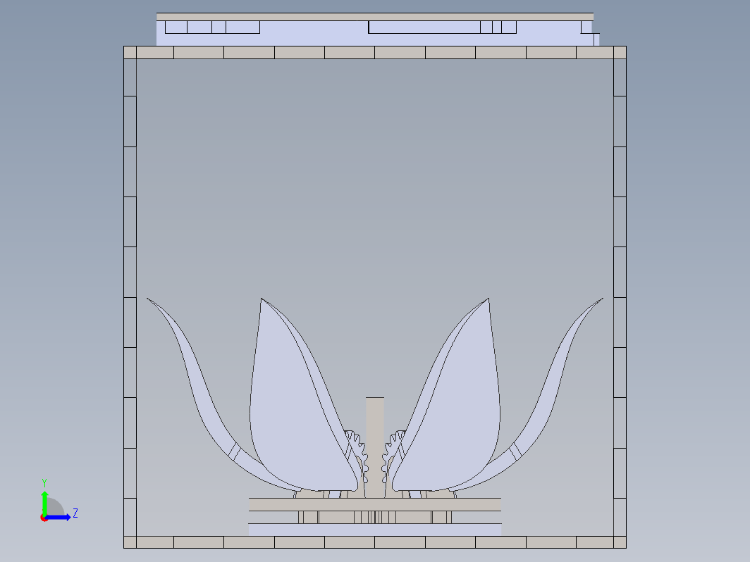 齿轮传动叶片开合机械花盒子三维SW2017带参