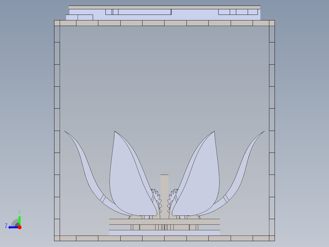 齿轮传动叶片开合机械花盒子三维SW2017带参