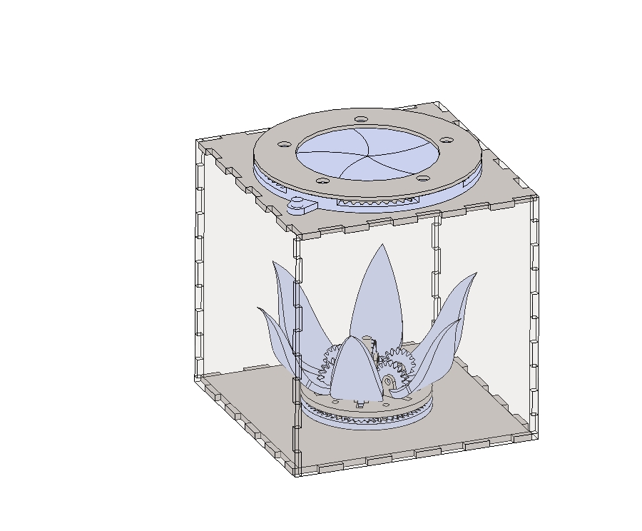 齿轮传动叶片开合机械花盒子三维SW2017带参