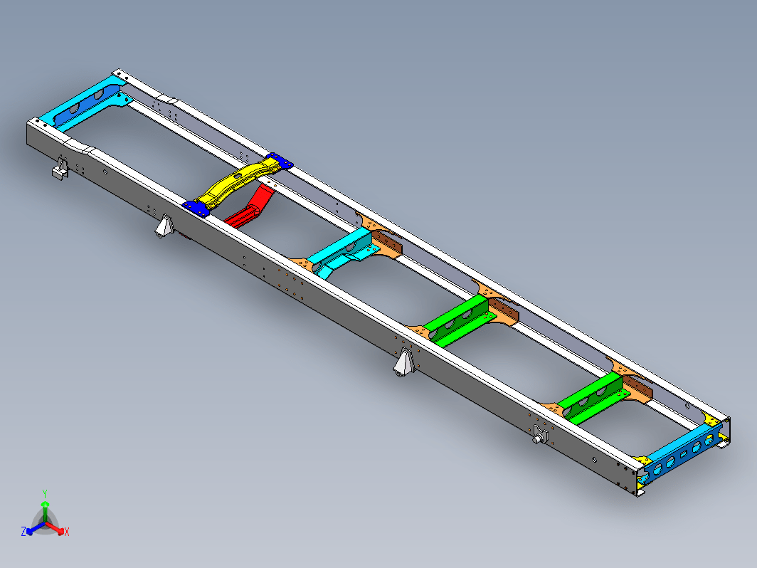 中型货车车架模型三维CatiaV5R21无参+CAD+说明书