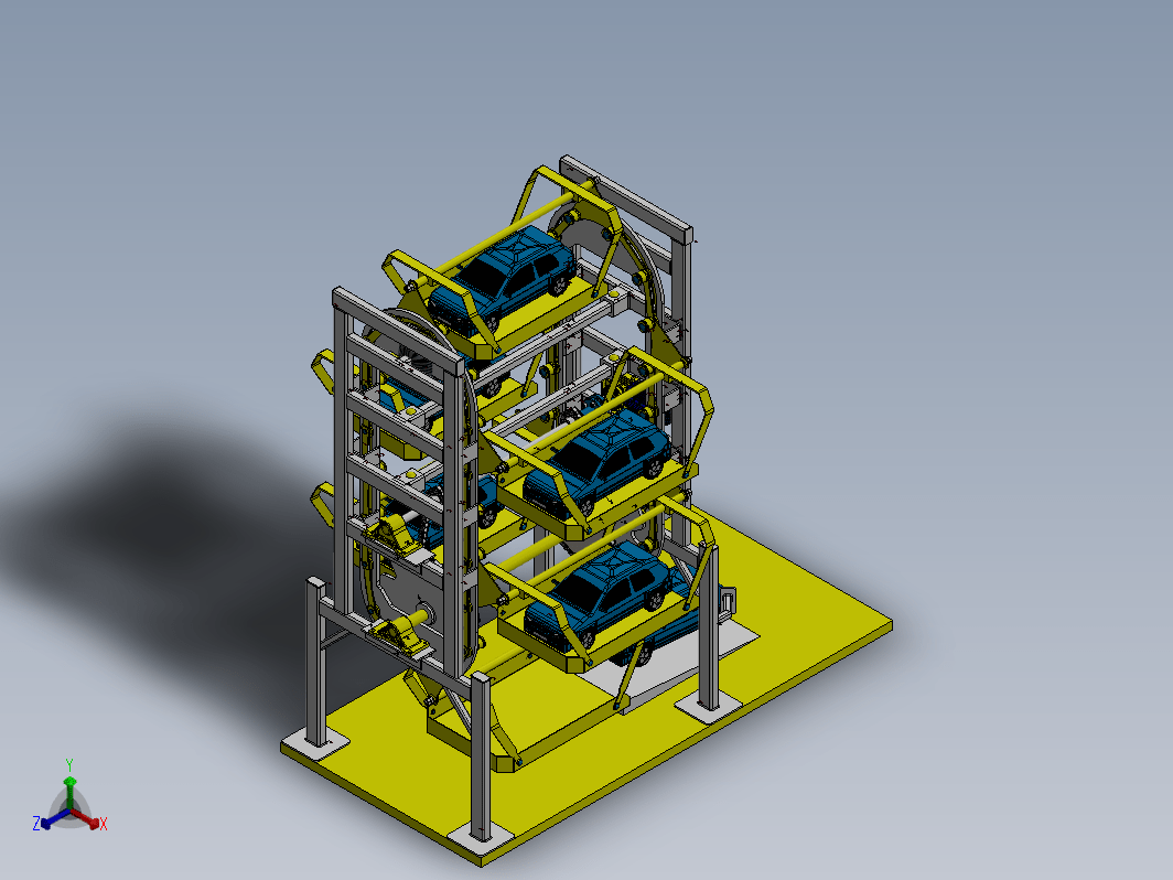 多层垂直升降立体停车库的结构设计三维SW2014带参+CAD+说明书