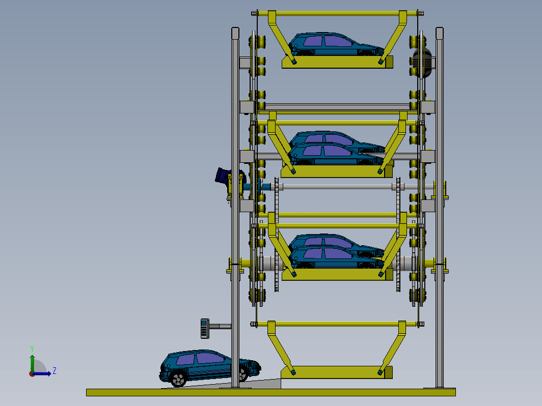 多层垂直升降立体停车库的结构设计三维SW2014带参+CAD+说明书