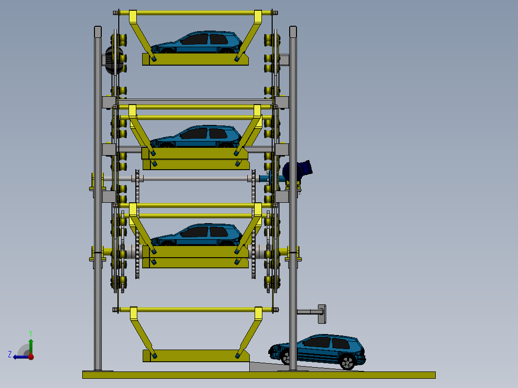 多层垂直升降立体停车库的结构设计三维SW2014带参+CAD+说明书