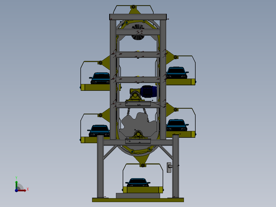 多层垂直升降立体停车库的结构设计三维SW2014带参+CAD+说明书