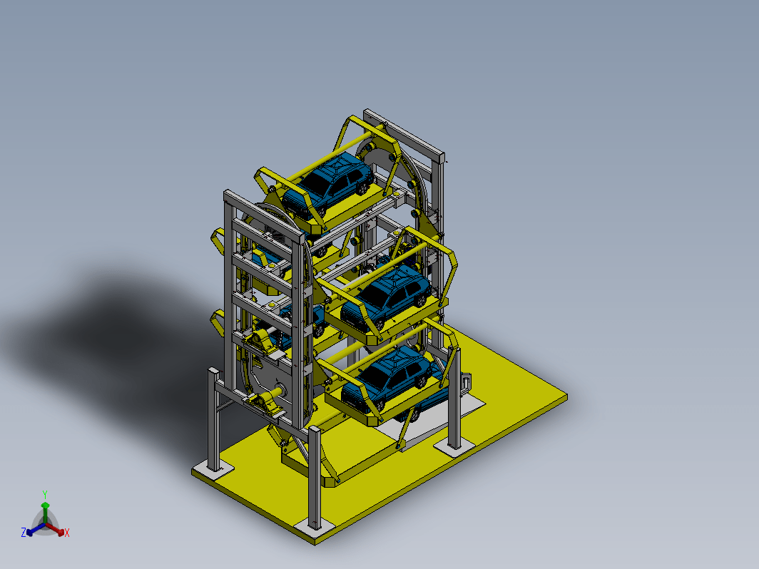 多层垂直升降立体停车库的结构设计三维SW2014带参+CAD+说明书