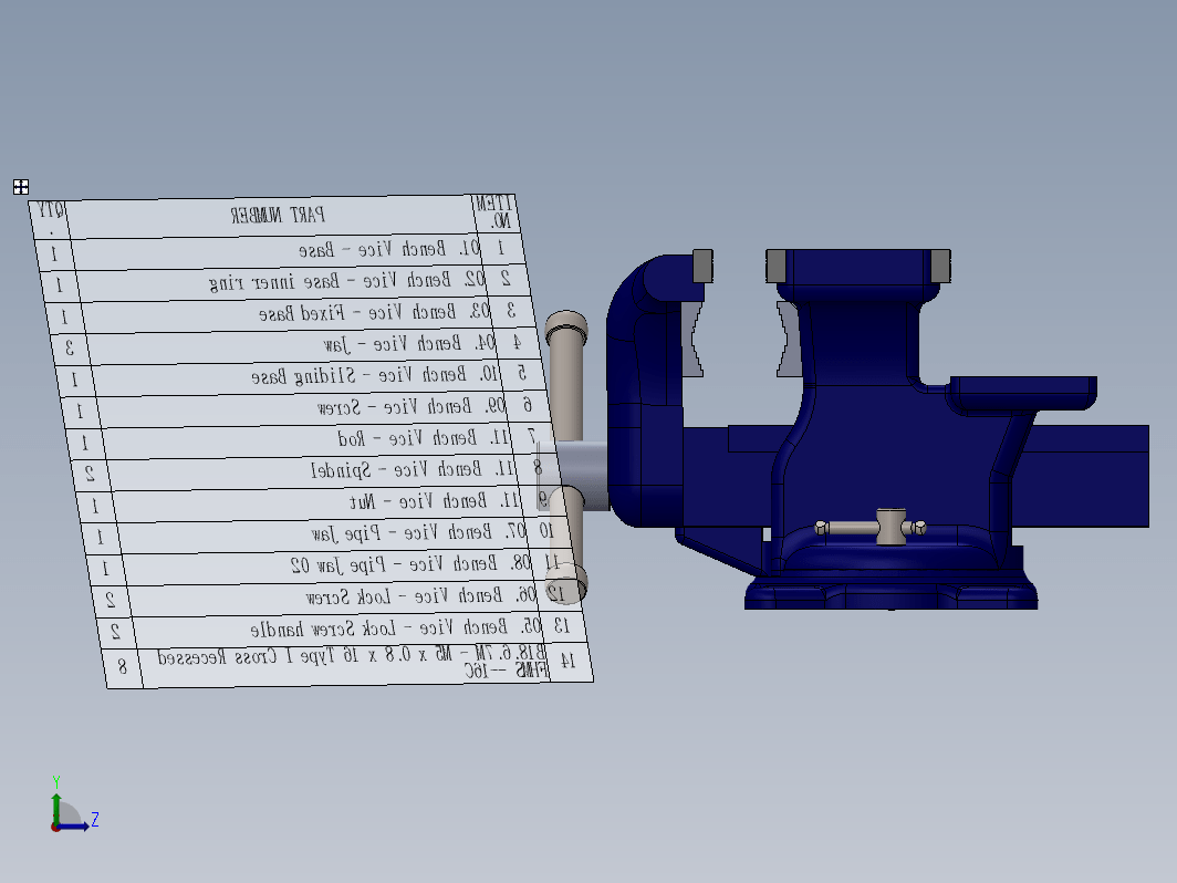 虎钳台钳卡钳-assembly-of-bench-vice-in-solidworks-1 5 SW