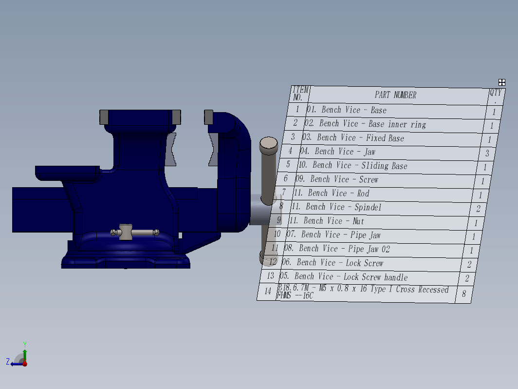 虎钳台钳卡钳-assembly-of-bench-vice-in-solidworks-1 5 SW