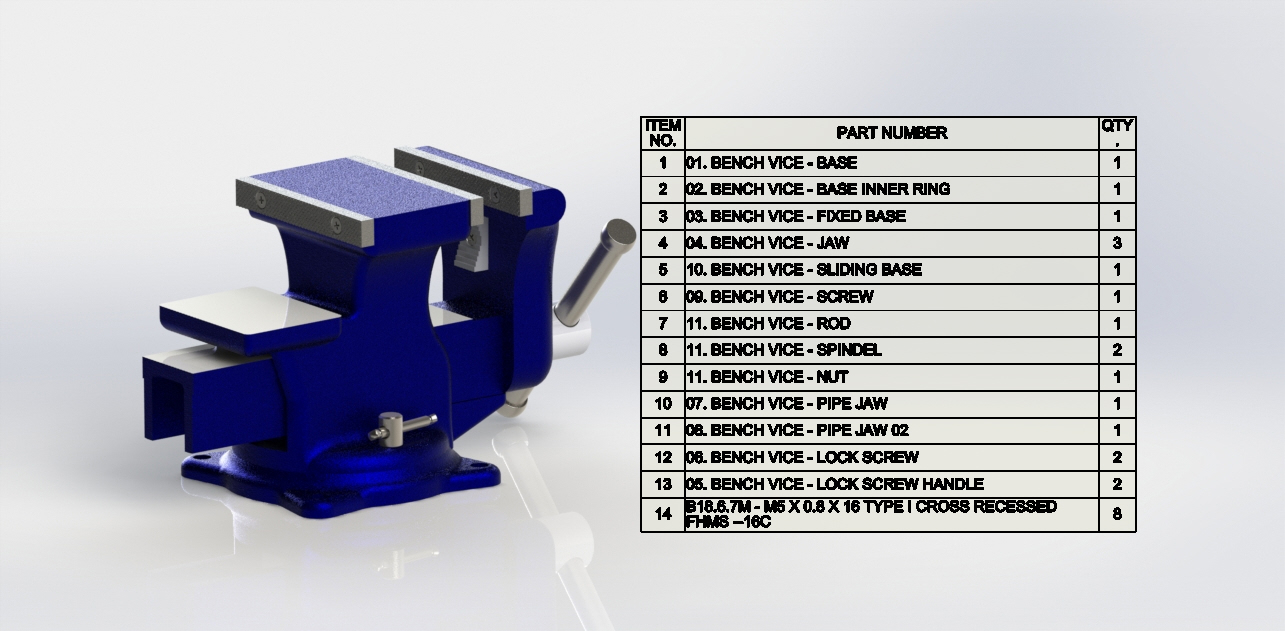 虎钳台钳卡钳-assembly-of-bench-vice-in-solidworks-1 5 SW