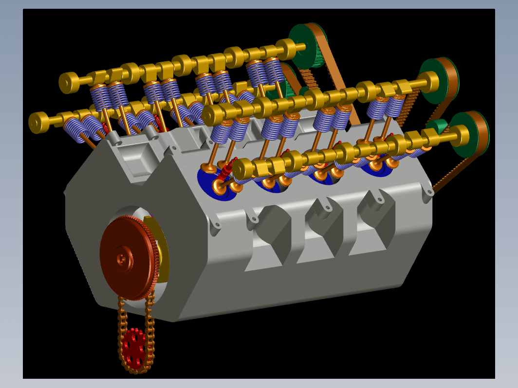 V8发动机内部结构3D图纸