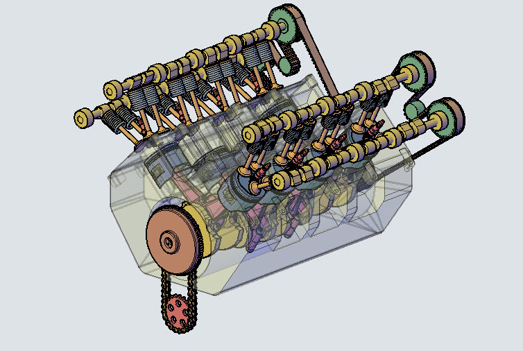 V8发动机内部结构3D图纸