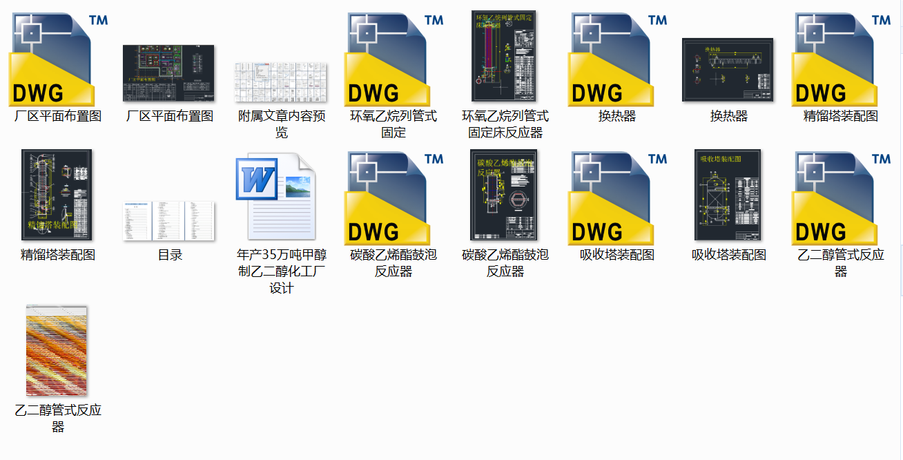 D年产35万吨甲醇制乙二醇化工厂设计+CAD+说明