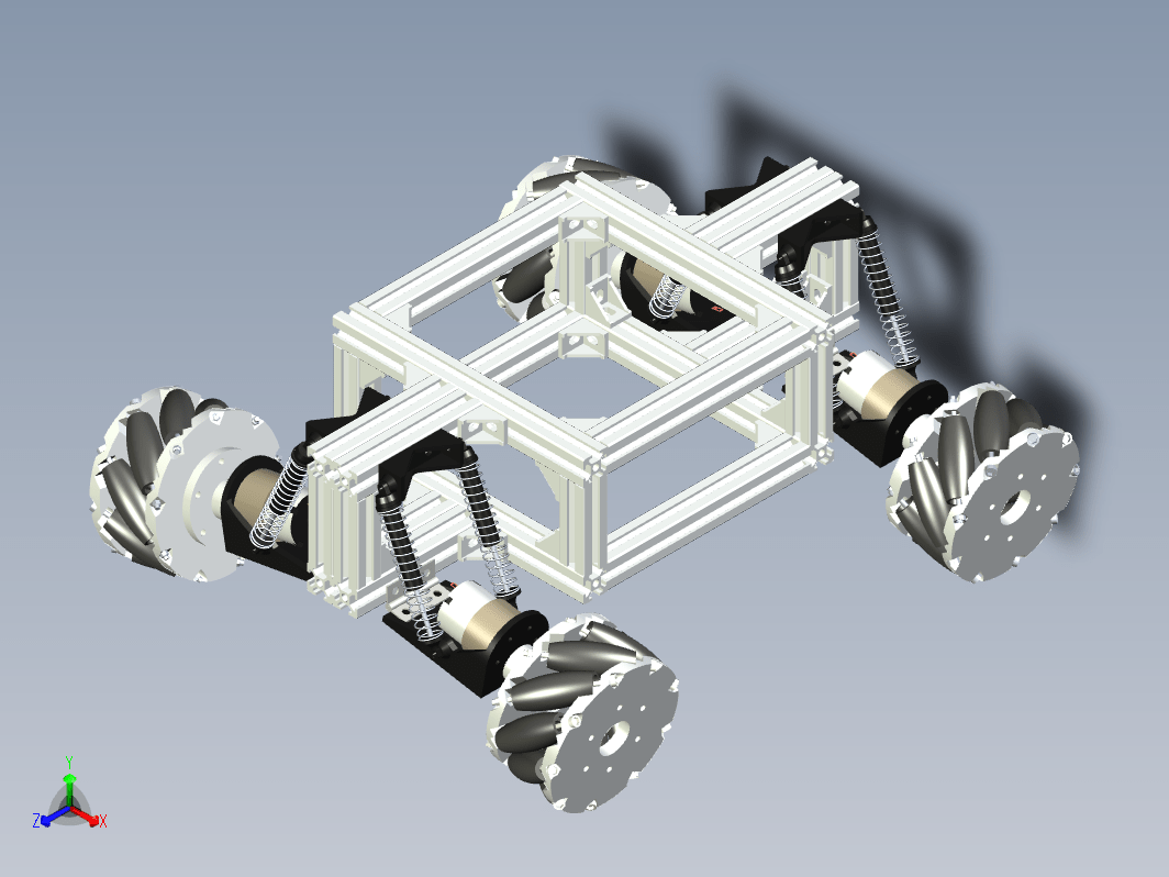 0铝型材框架Mecanum麦克纳姆轮车3D模型