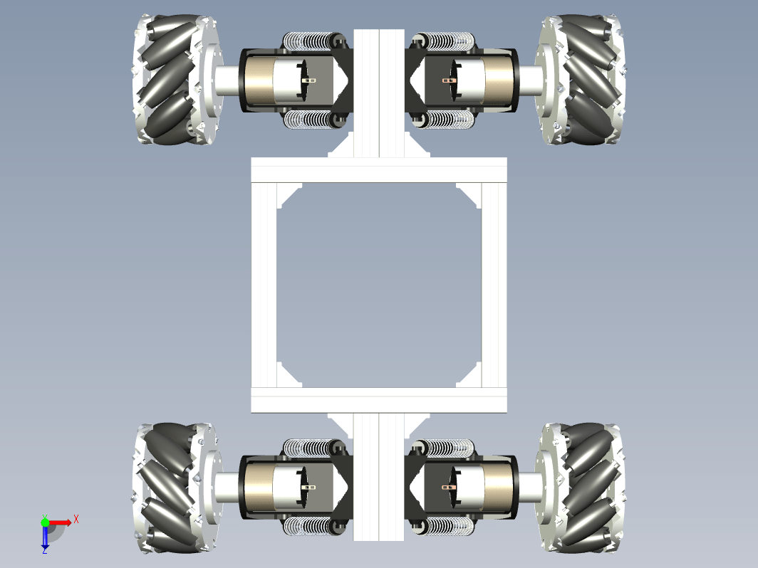 0铝型材框架Mecanum麦克纳姆轮车3D模型