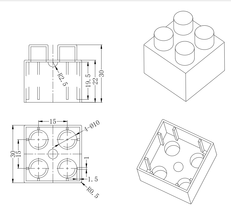 塑料积木注塑模具设计三维STP+CAD+说明