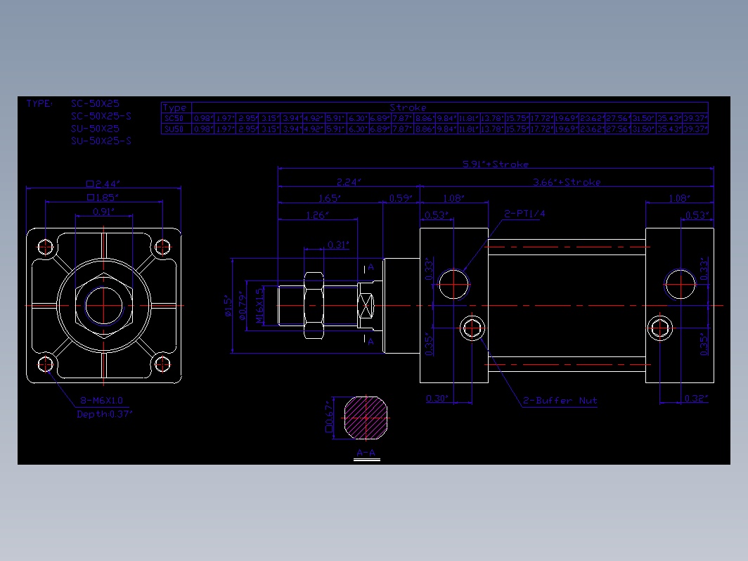 SC50 SC100标准气缸尺寸