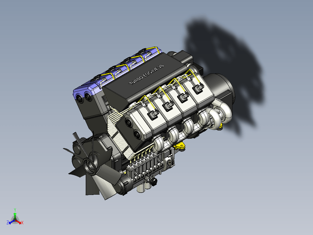 V8涡轮增压柴油机模型