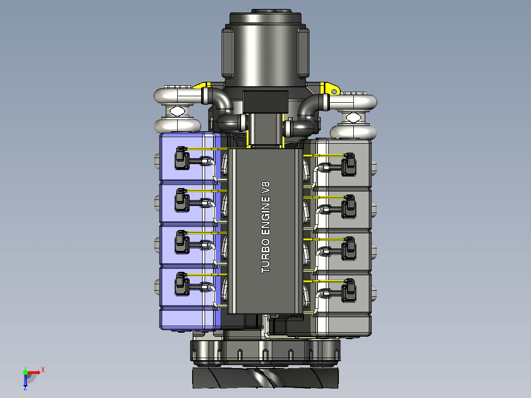 V8涡轮增压柴油机模型