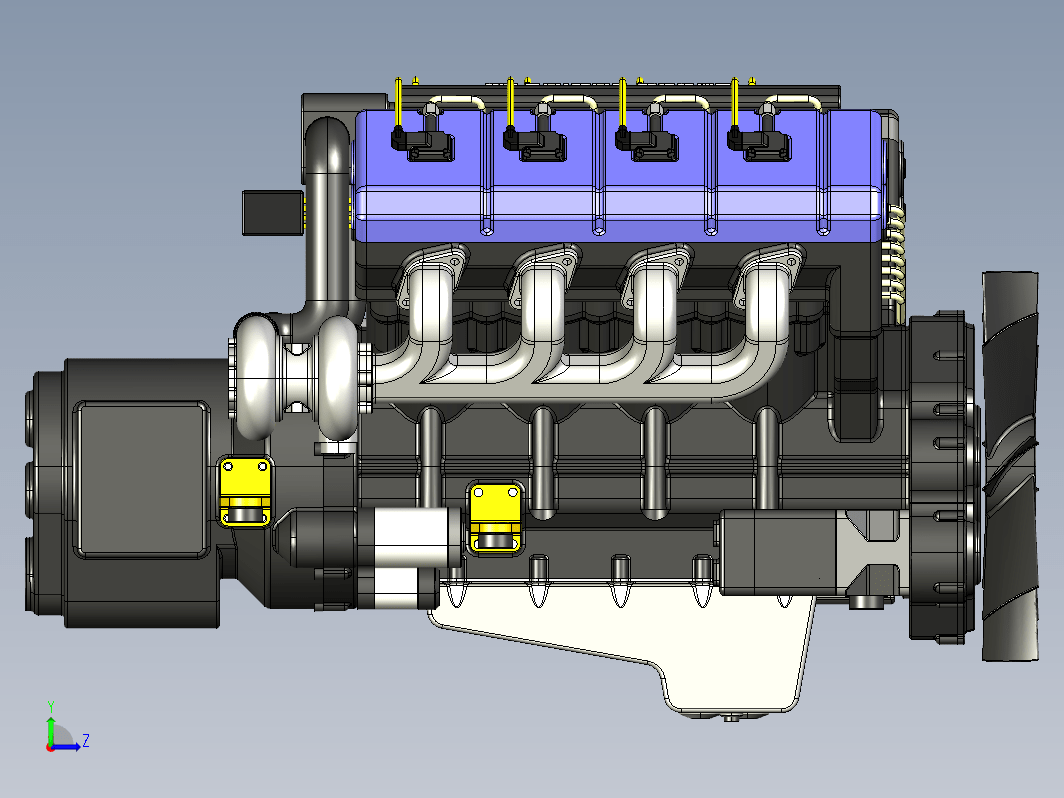 V8涡轮增压柴油机模型