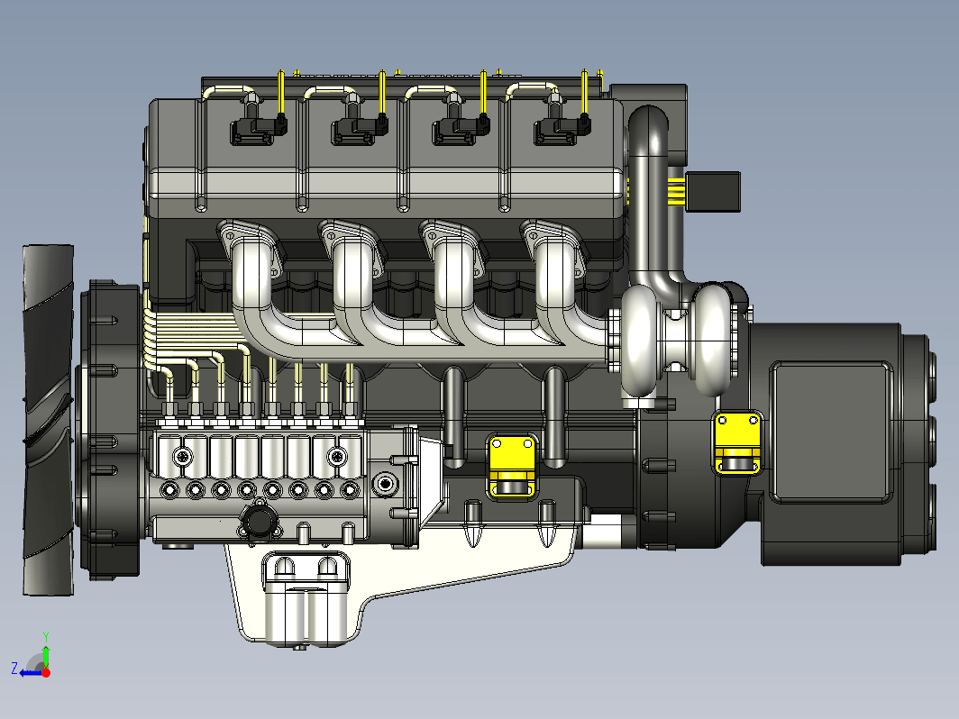 V8涡轮增压柴油机模型