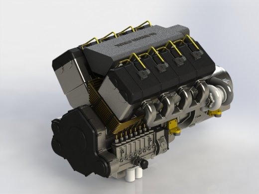V8涡轮增压柴油机模型缩略图