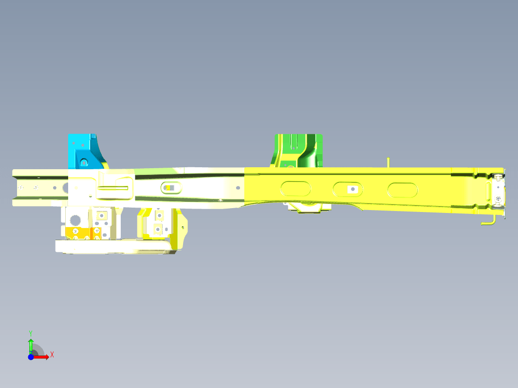 完整后纵梁车身结构总成设计三维UG10.0无参