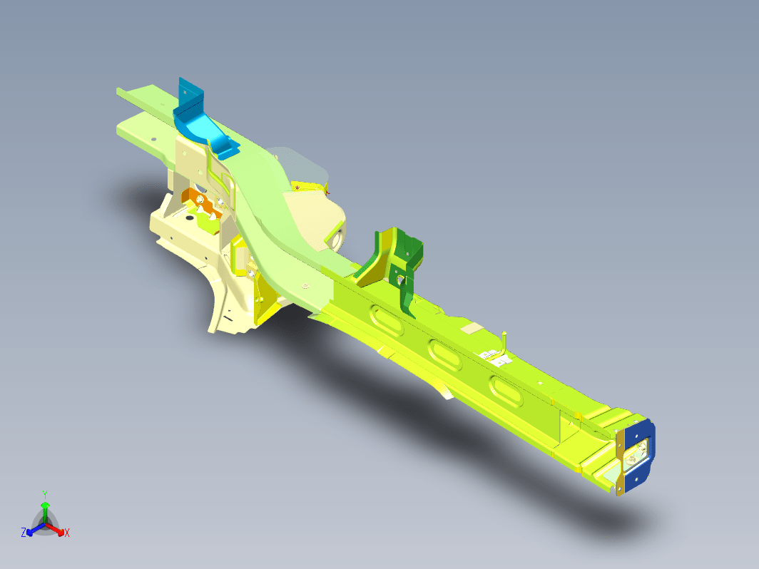 完整后纵梁车身结构总成设计三维UG10.0无参