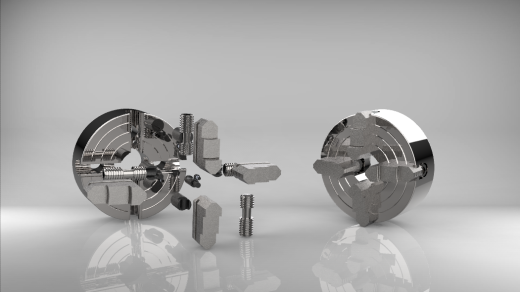 车床夹头四爪卡盘3D数模 Lathe Chuck