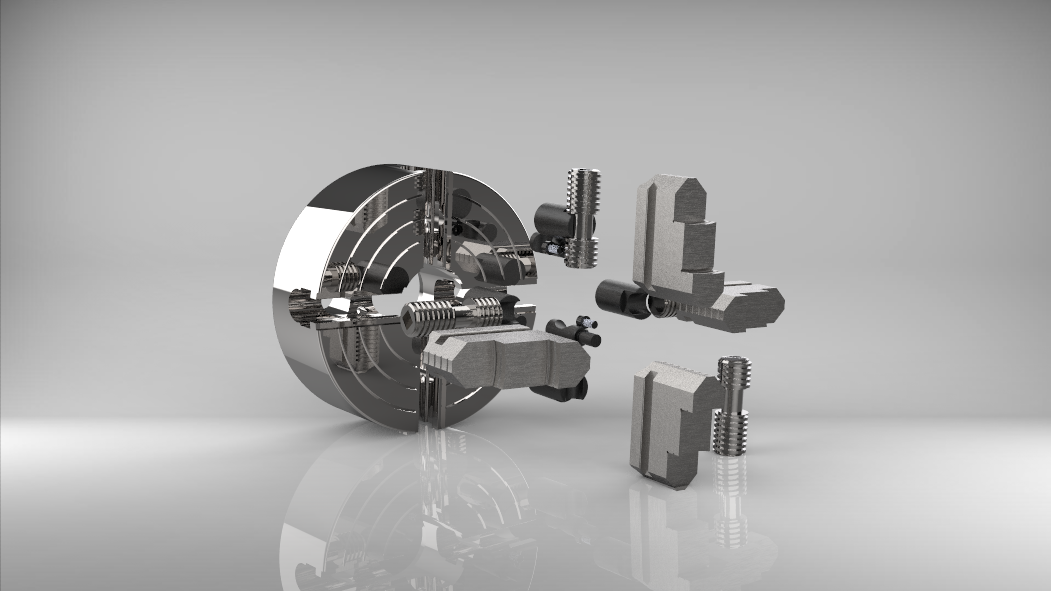 车床夹头四爪卡盘3D数模 Lathe Chuck